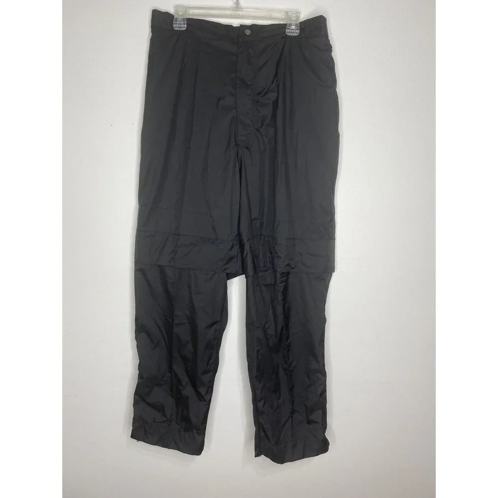 Tourney Nylon Waterproof Pants Mens Size XL Black Golf Elastic Waist Convertible